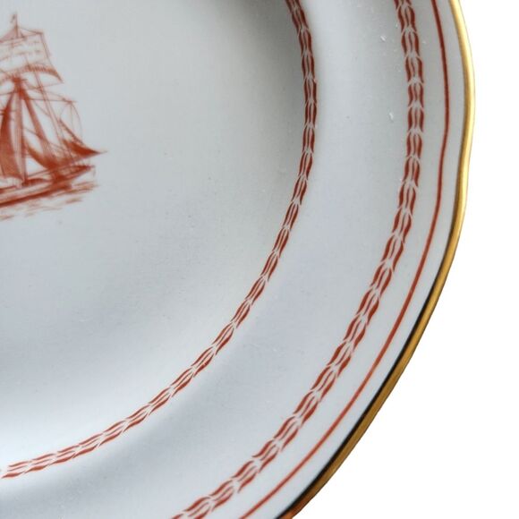 Spode Trade Winds England Fine Stone W128 Bread Plate Red Gold Trim 6" Single - Picture 3 of 5